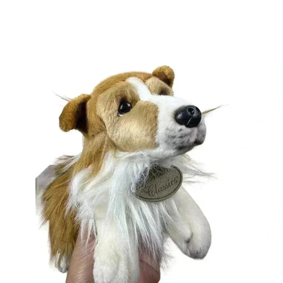 Vintage Yomiko Classics Realistic Collie Dog Plush Stuffed Animal Laying Down - Picture 10 of 10